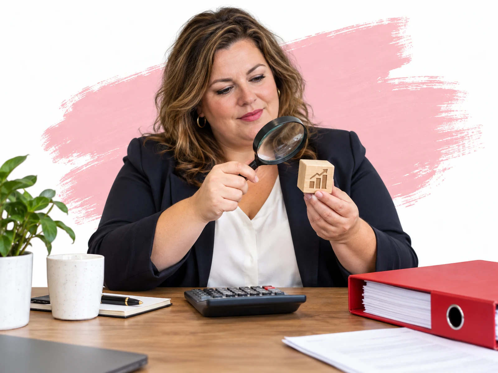 Ondernemer onderzoekt de waarde van haar bedrijf.