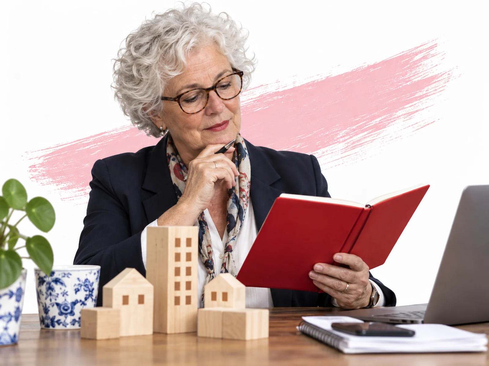 Ondernemer bestudeert beleggingsnotities.