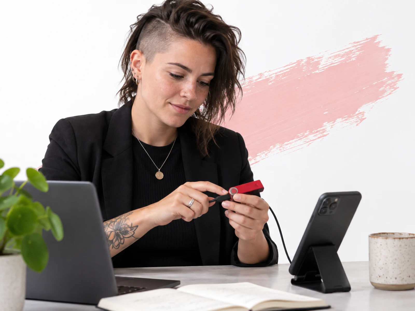 Ondernemer gebruikt een hardware wallet.