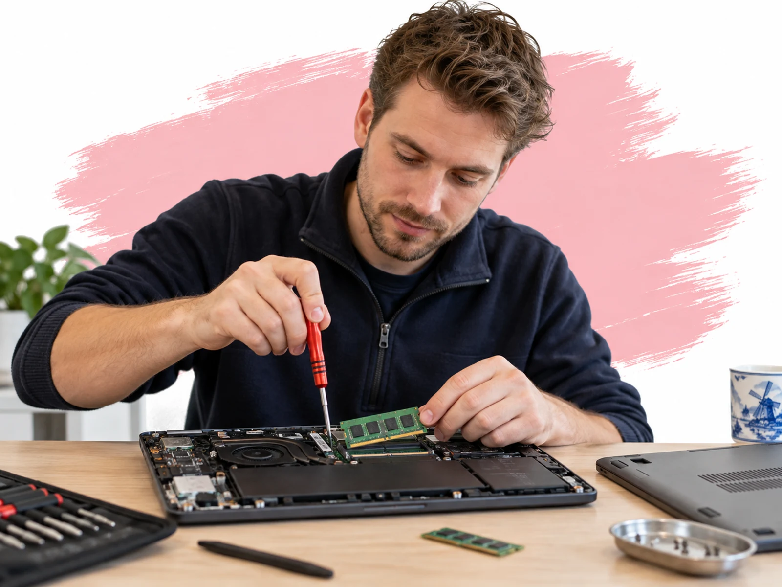 IT-specialist repareert laptoponderdelen
