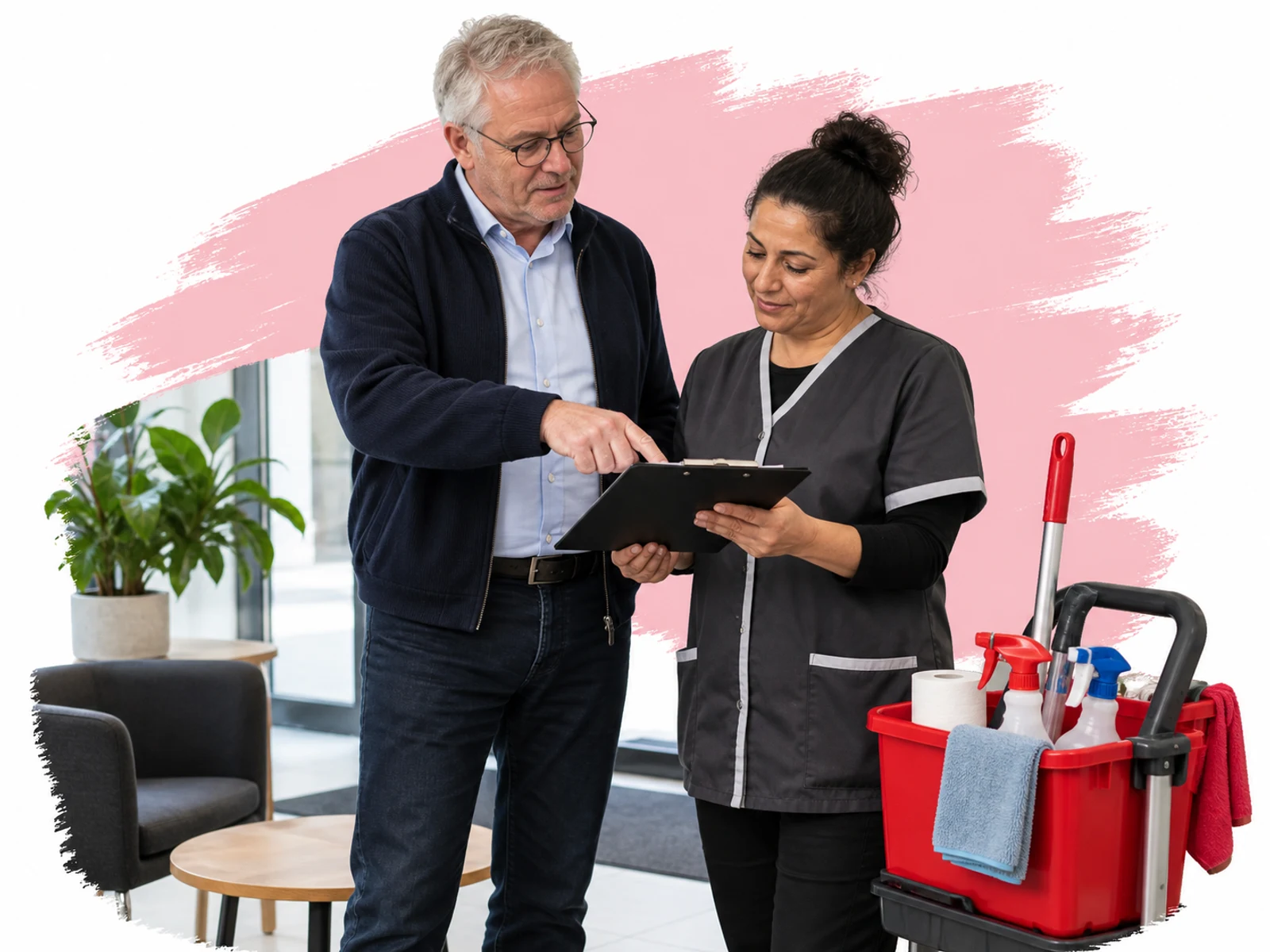 Facilitair team stemt het werk af