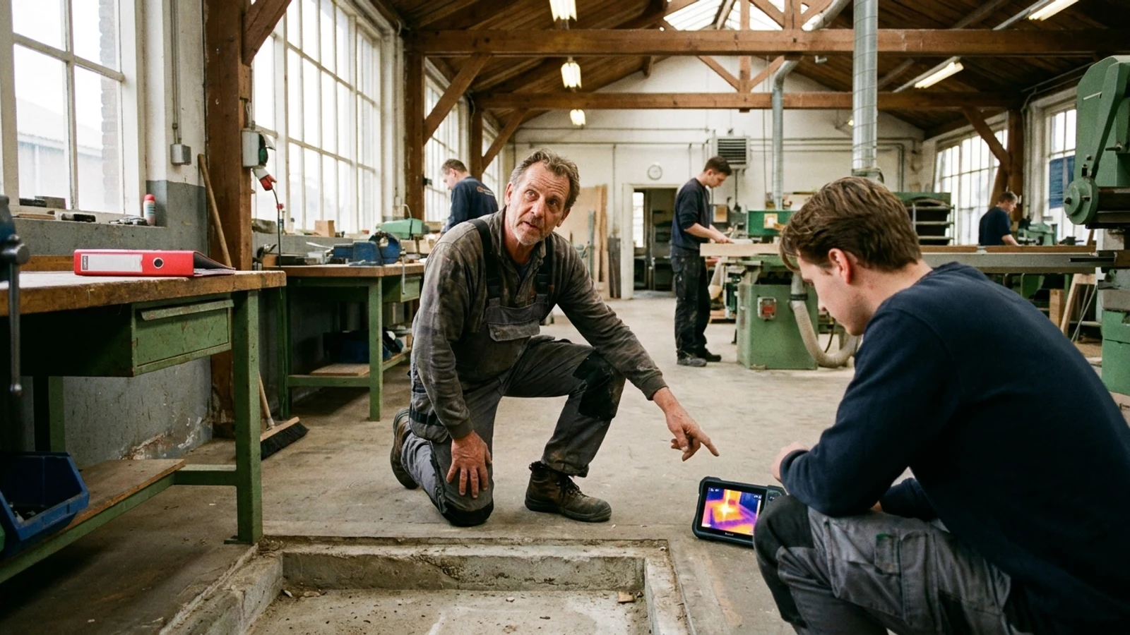 Betonvloer isoleren in een bedrijfspand