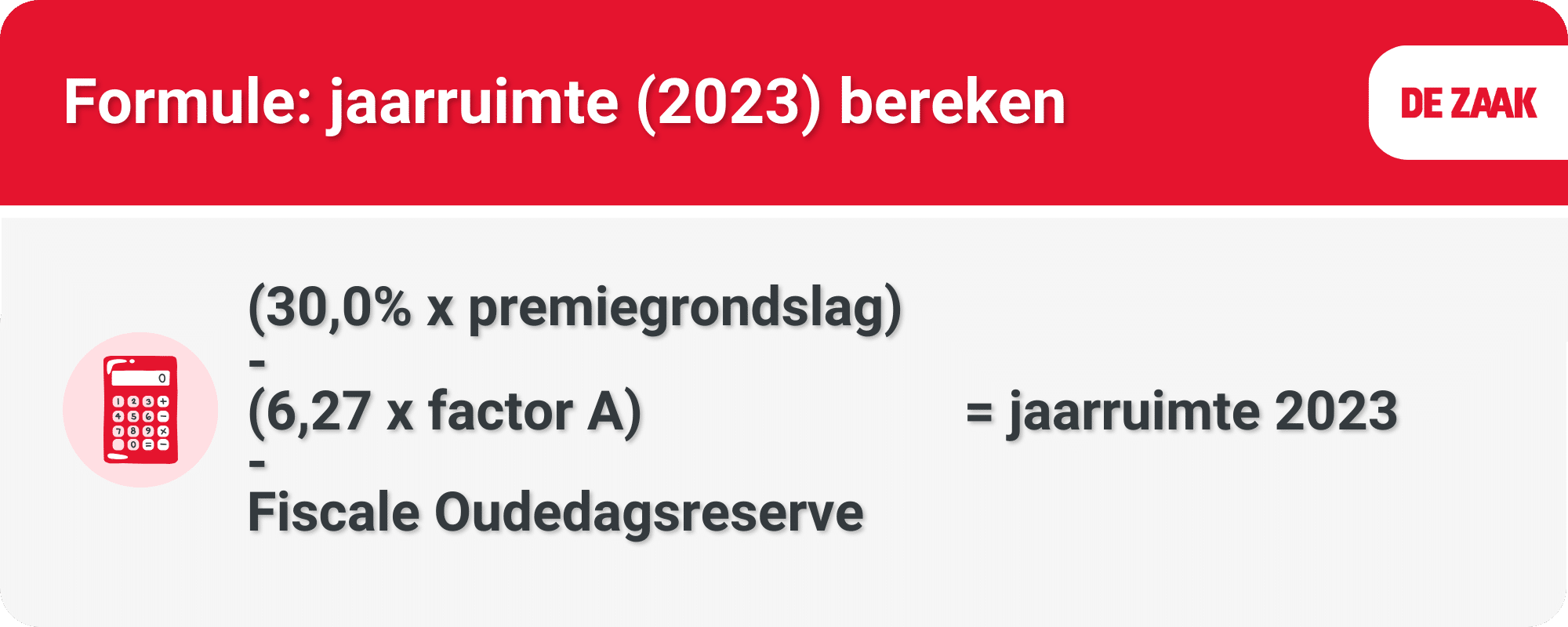 Formule - jaarruimte (2023) bereken
