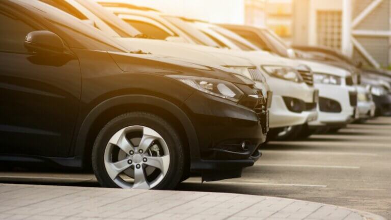A car parked on the side of a road